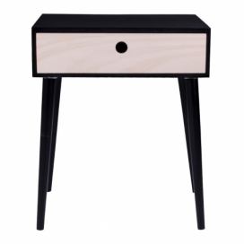 Čierny drevený odkladací stolík s čiernym rámom House Nordic Parma
