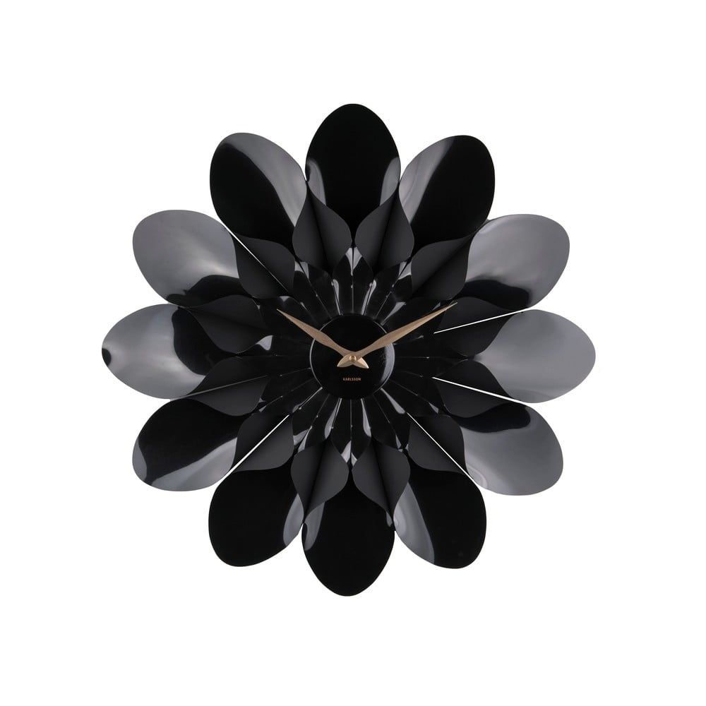 Čierne nástenné hodiny Karlsson Flower, ø 60 cm - Bonami.sk