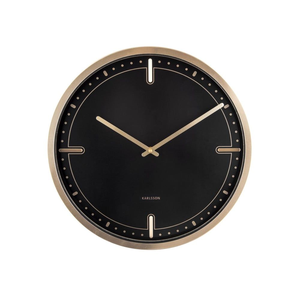 Čierne nástenné hodiny Karlsson Dots, ø 42 cm - Bonami.sk