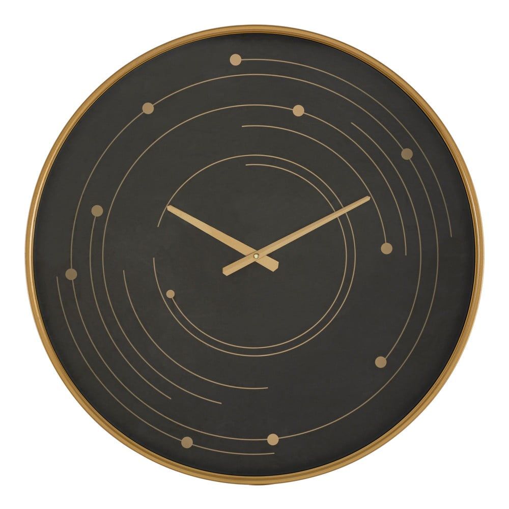 Čierne nástenné hodiny s rámom v zlatej farbe Mauro Ferretti Plix, ø 60 cm - Bonami.sk