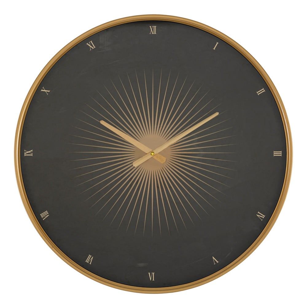 Čierne nástenné hodiny s rámom v zlatej farbe Mauro Ferretti Glam Classic, ø 60 cm - Bonami.sk