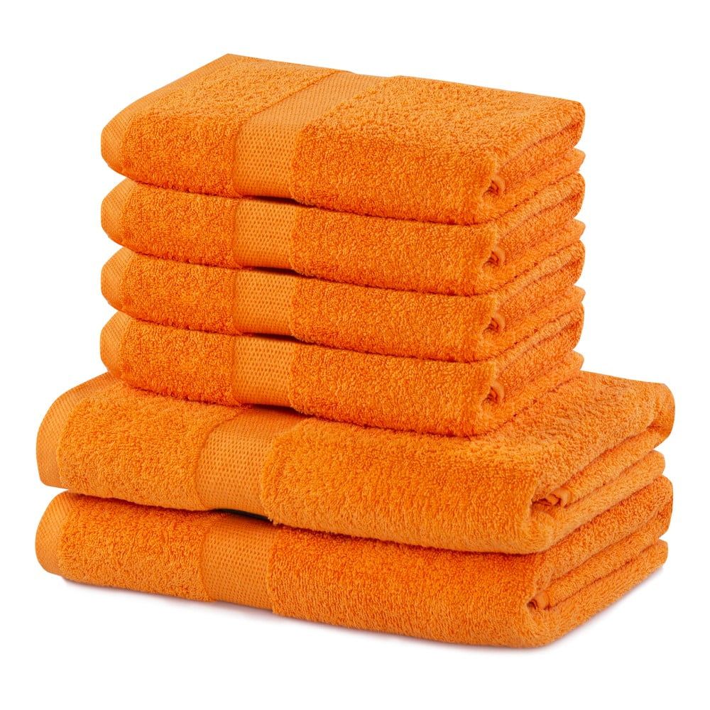 Set 2 bavlnených oranžových osušiek a 4 uterákov DecoKing Marina - Bonami.sk