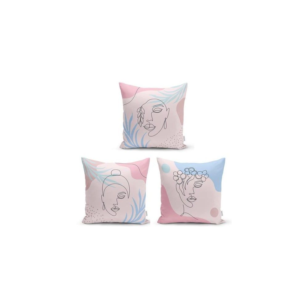 Súprava 3 dekoratívnych obliečok na vankúše Minimalist Cushion Covers Minimalist Face, 45 x 45 cm - Bonami.sk