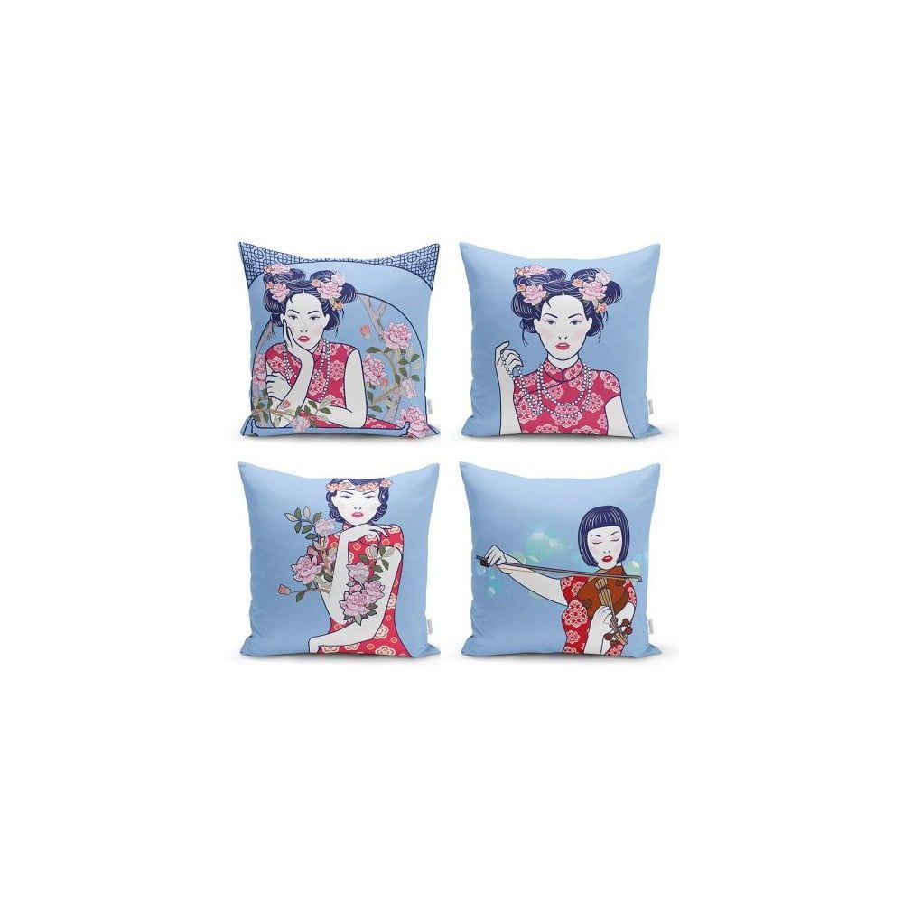 Súprava 4 dekoratívnych obliečok na vankúše Minimalist Cushion Covers Eastern Culture, 45 x 45 cm - Bonami.sk