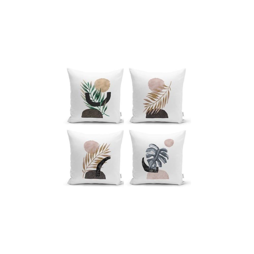 Súprava 4 dekoratívnych obliečok na vankúše Minimalist Cushion Covers Geometric Leaf, 45 x 45 cm - Bonami.sk