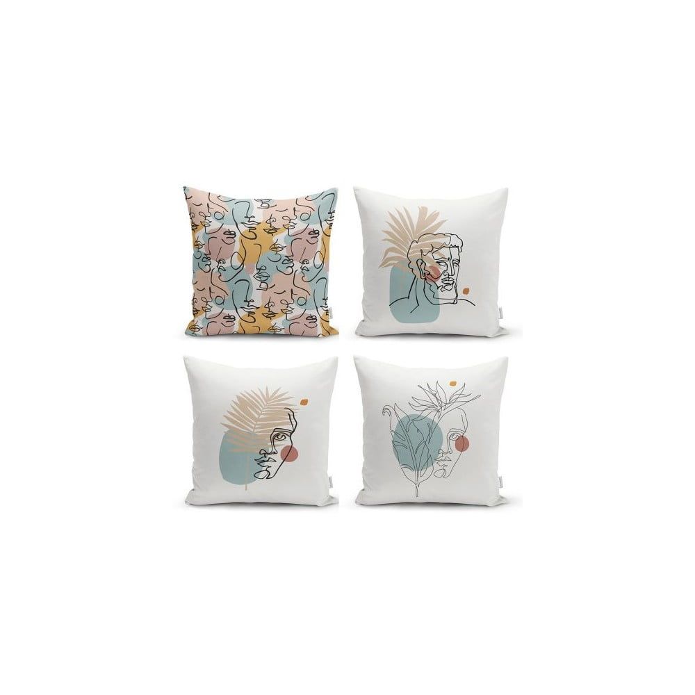 Súprava 4 dekoratívnych obliečok na vankúše Minimalist Cushion Covers Minimalist Face, 45 x 45 cm - Bonami.sk