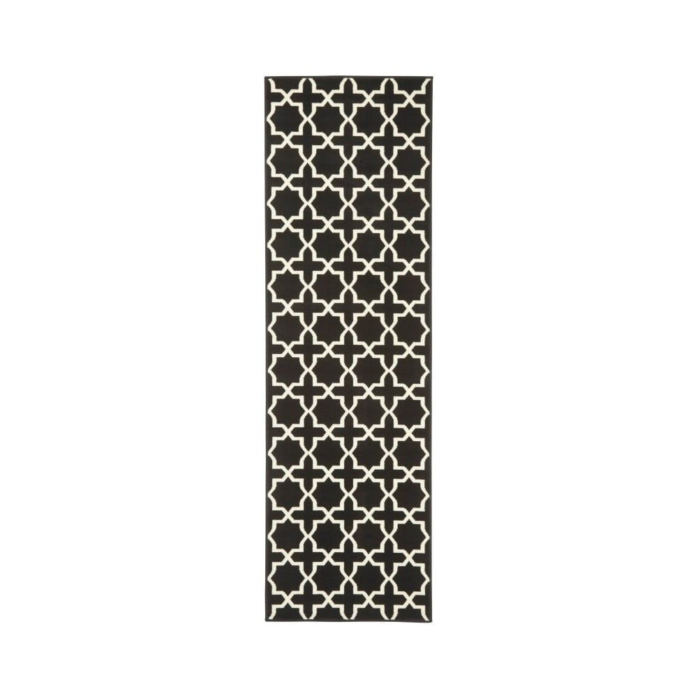 Čierny behúň s bielymi detailmi Hanse Home Joanne, 80 × 200 cm - Bonami.sk