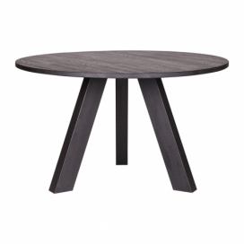 Čierny jedálenský stôl z dubového dreva WOOOD Rhonda, Ø 129 cm