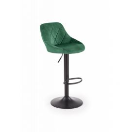 Barová stolička H101 zamat / kov Halmar Tmavo zelená