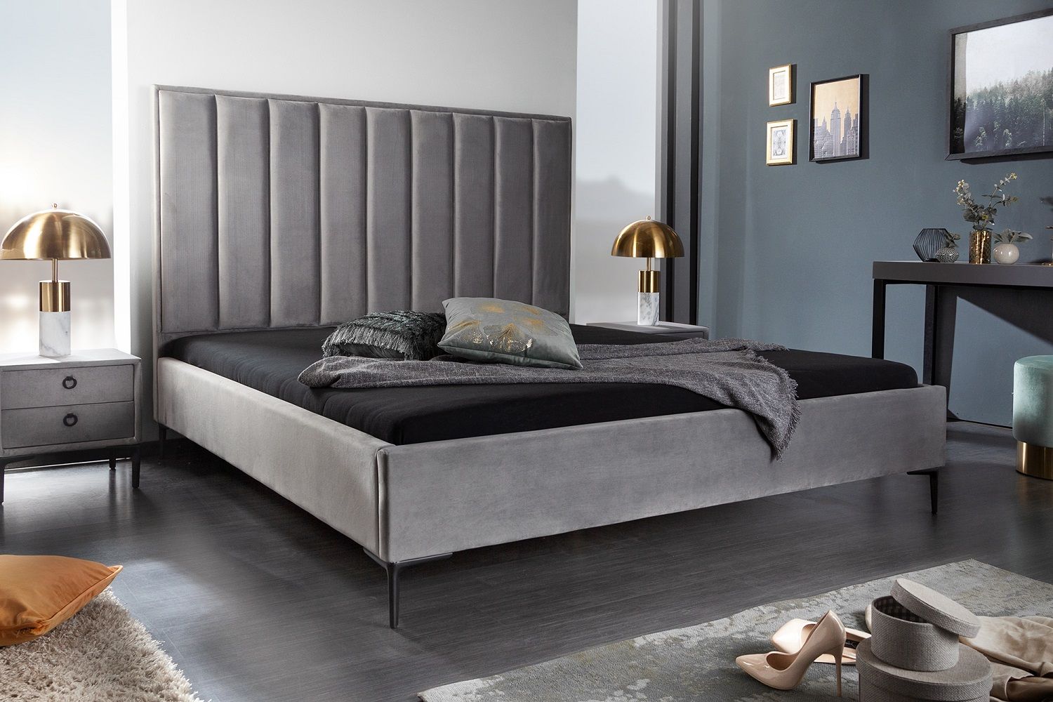 LuxD Dizajnová posteľ Gallia 160 x 200 cm strieborno-sivá - ESTILOFINA.SK