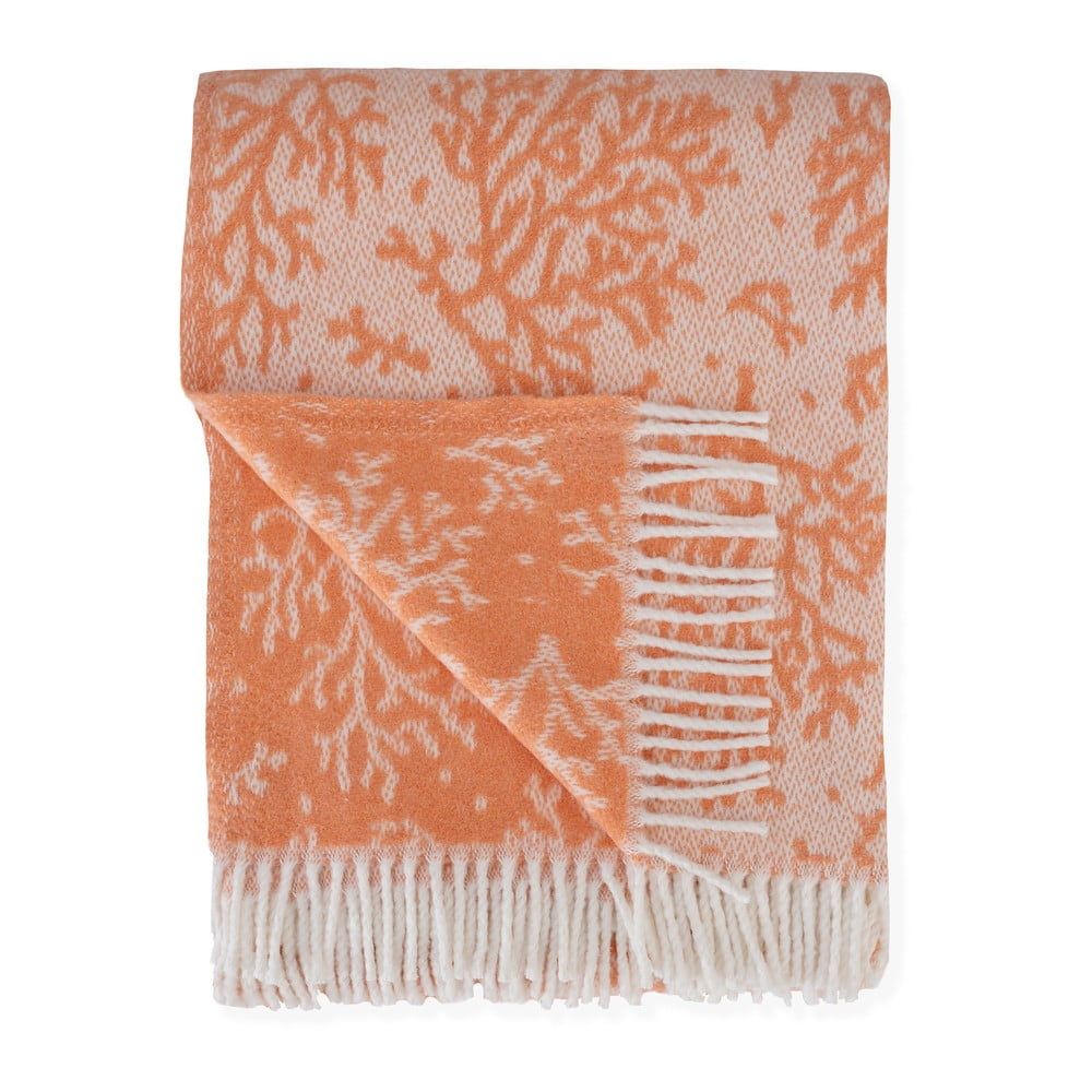 Oranžový pléd s podielom bavlny Euromant Coral, 140 x 180 cm - Bonami.sk