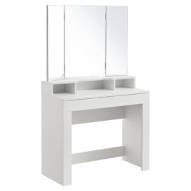 Juskys Toaletný stolík Marla s trojitým zrkadlom v bielej farbe bez stoličky