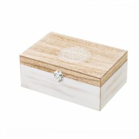 Biely drevený úložný box Unimasa Treasure, 24 × 17 cm