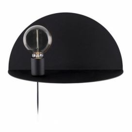Čierne nástenné svietidlo s poličkou Homemania Decor Shelfie, dĺžka 20 cm
