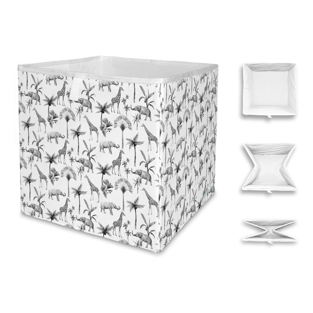 Bielo-sivý úložný box z mikrovlákna Butter Kings Safari Animals, 32 l - Bonami.sk