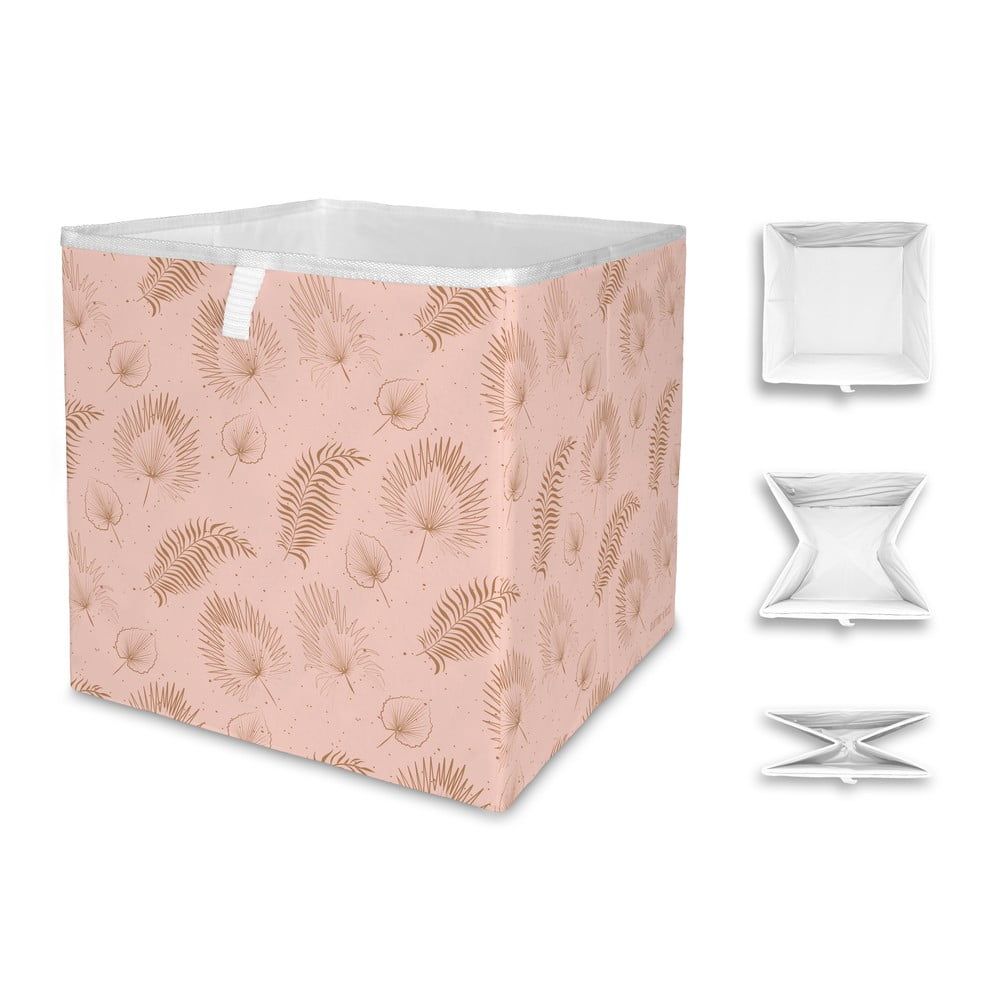 Ružový úložný box z mikrovlákna Butter Kings Boho Leaves, 32 l - Bonami.sk