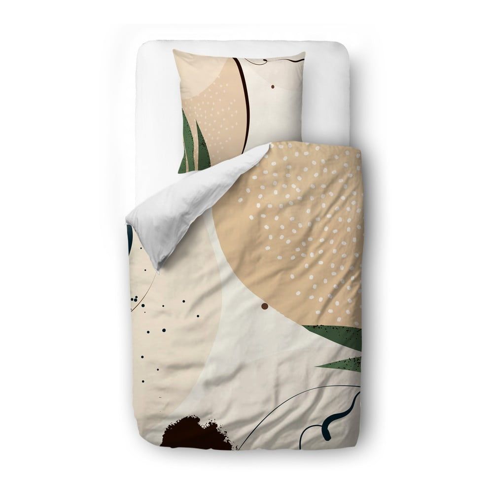 Béžové obliečky z bavlneného saténu Butter Kings Abstract Dark, 135 x 200 cm - Bonami.sk