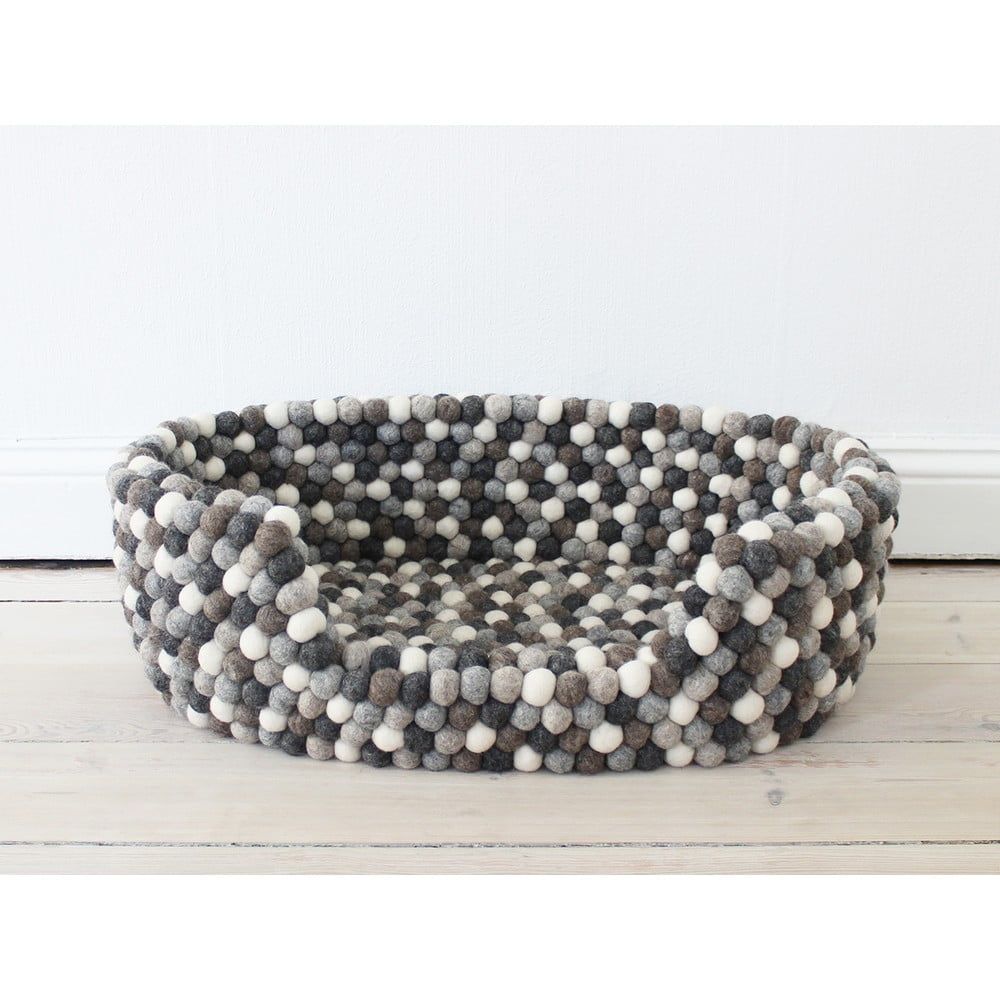 Sivo-biely guľôčkový vlnený pelech pre domáce zvieratá Wooldot Ball Pet Basket, 60 x 40 cm - Bonami.sk