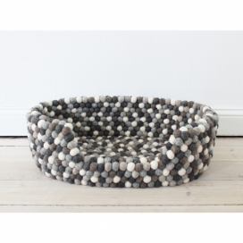 Sivo-biely guľôčkový vlnený pelech pre domáce zvieratá Wooldot Ball Pet Basket, 60 x 40 cm