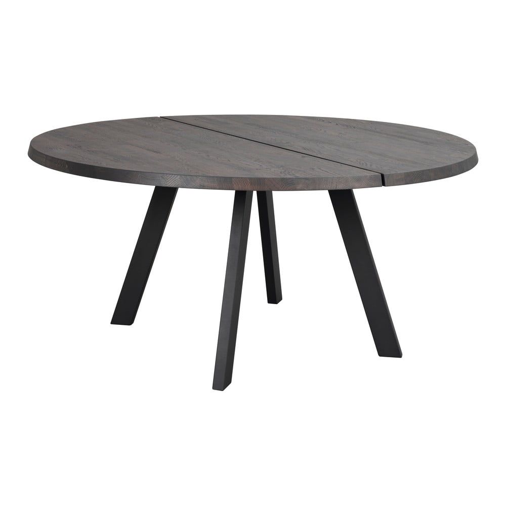 Tmavohnedý okrúhly jedálenský stôl z dubového masívu Rowico Freddie, ø 160 cm - Bonami.sk