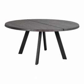 Tmavohnedý okrúhly jedálenský stôl z dubového masívu Rowico Freddie, ø 160 cm