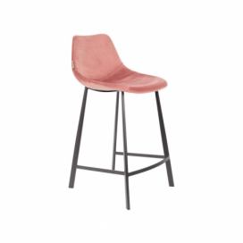 Sada 2 ružových barových stoličiek so zamatovým poťahom Dutchbone, výška 91 cm