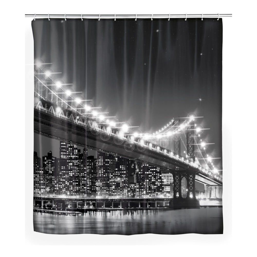 Sivý sprchový záves Wenko Led Brooklyn Bridge, 180 × 200 cm - Bonami.sk