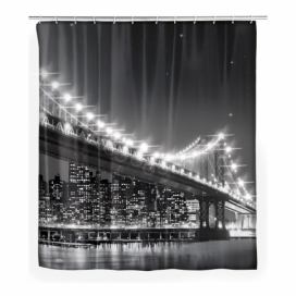 Sivý sprchový záves Wenko Led Brooklyn Bridge, 180 × 200 cm