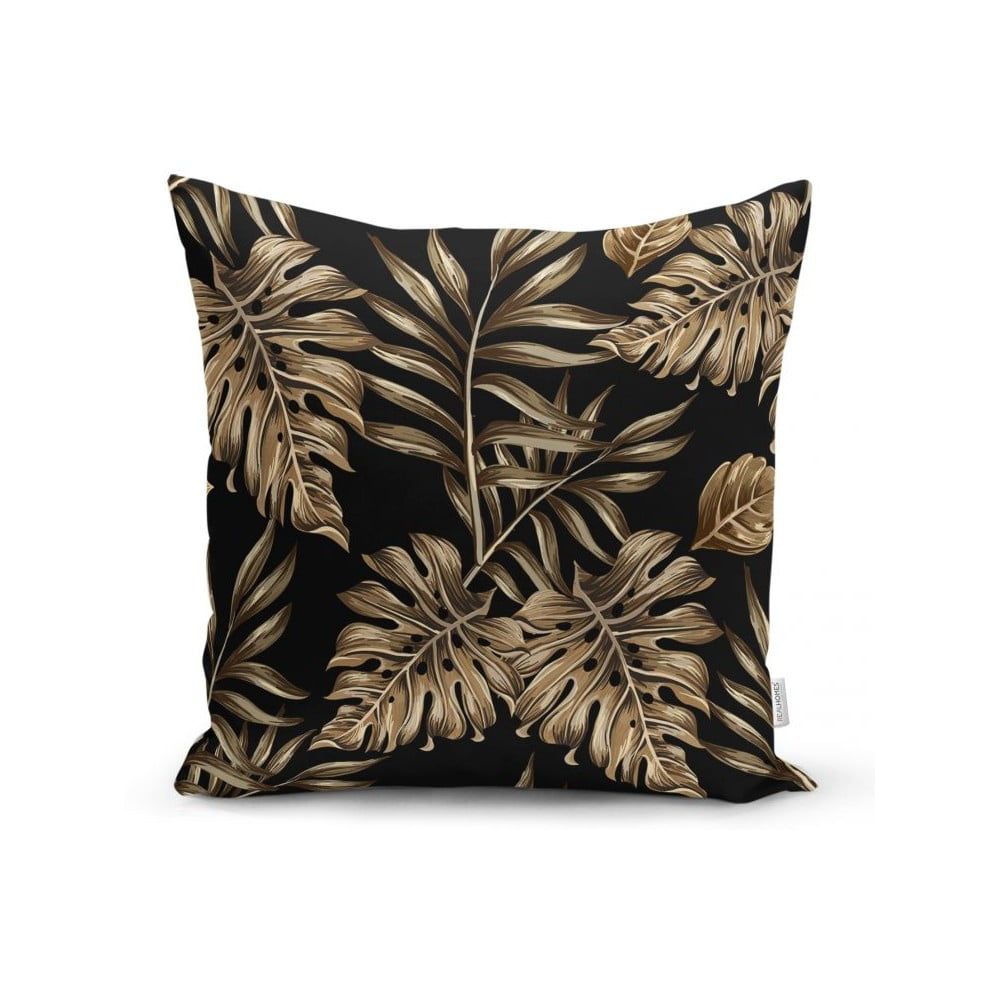 Obliečka na vankúš Minimalist Cushion Covers Golden Leafes With Black BG, 45 x 45 cm - Bonami.sk