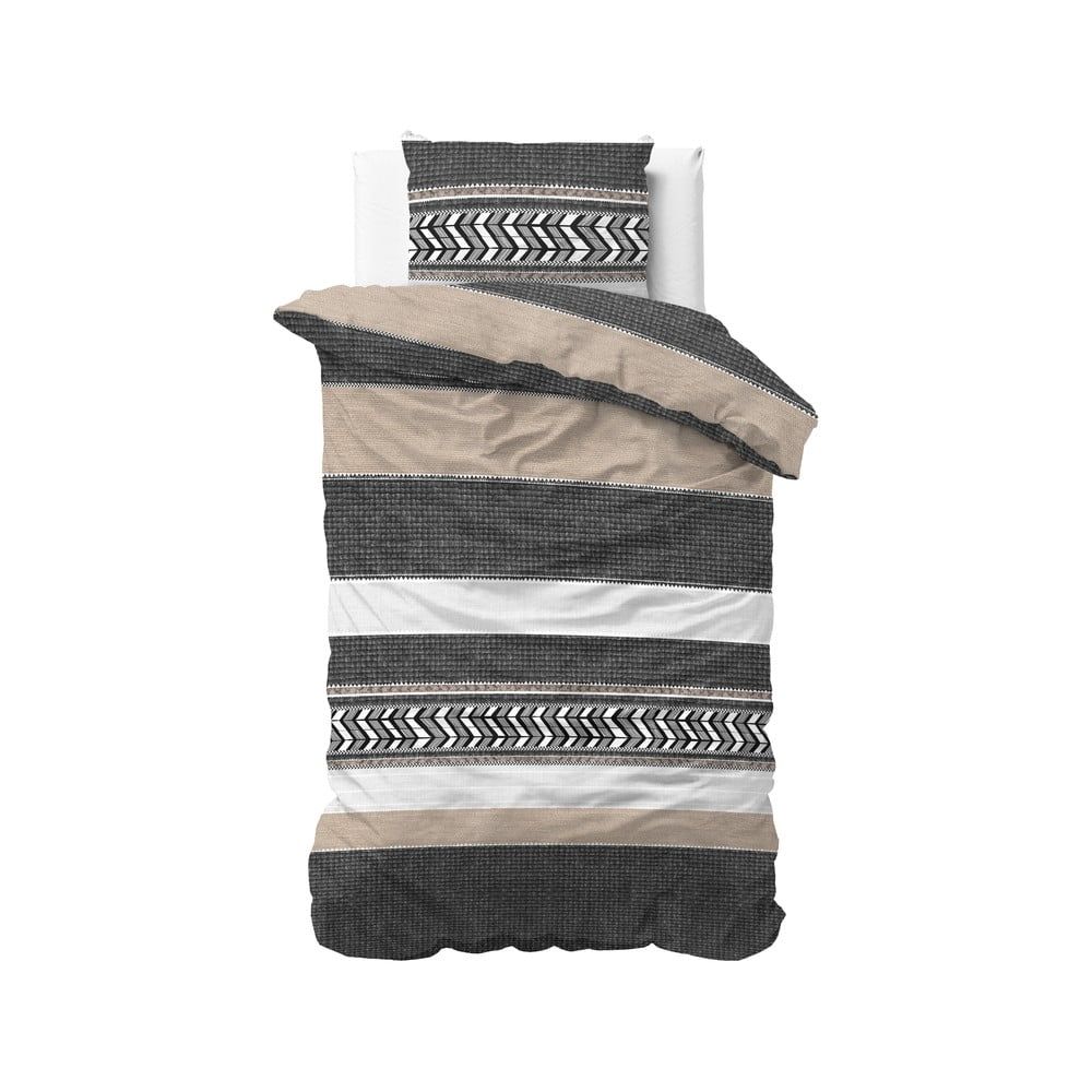 Sivé bavlnené obliečky na jednolôžko Pure Cotton Northern Stripe, 140 x 200/220 cm - Bonami.sk