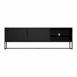 Čierny TV stolík s kovovými nohami v čiernej farbe Tenzo Lipp, šírka 176 cm