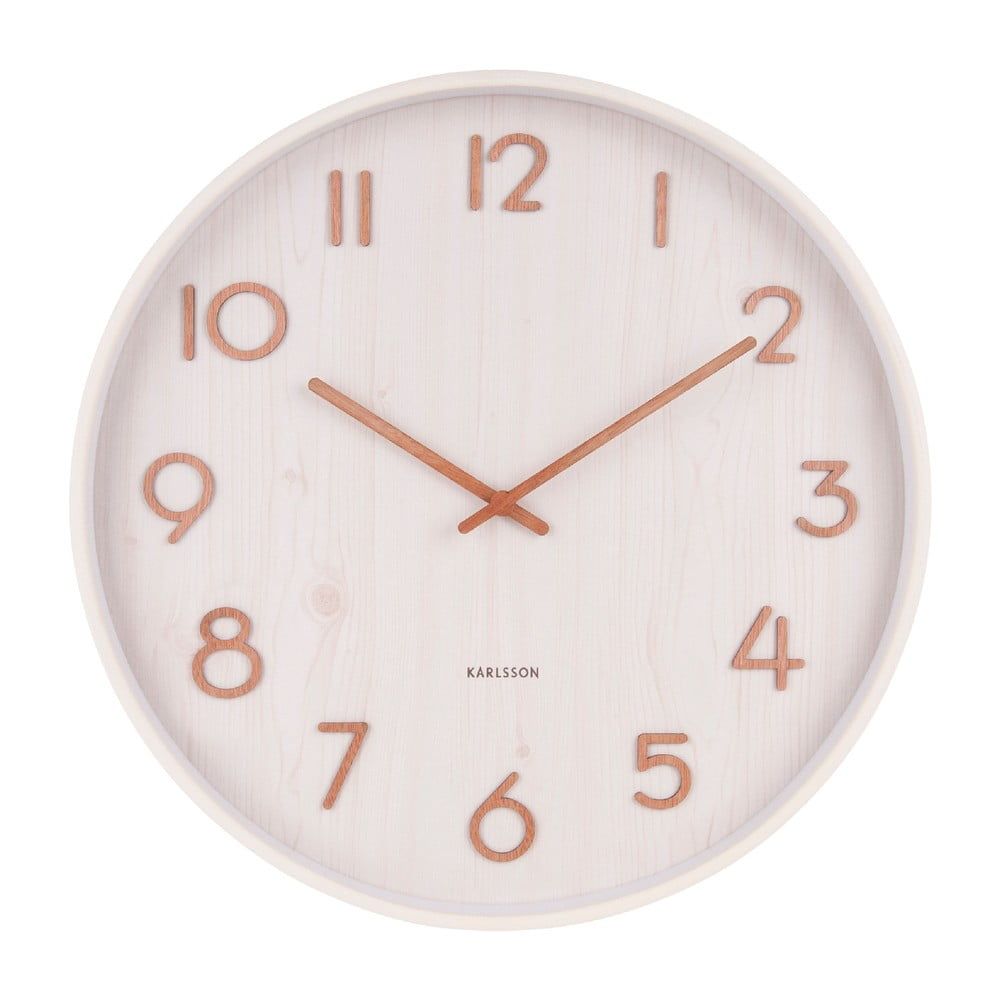 Biele nástenné hodiny z lipového dreva Karlsson Pure Medium, ø 40 cm - Bonami.sk