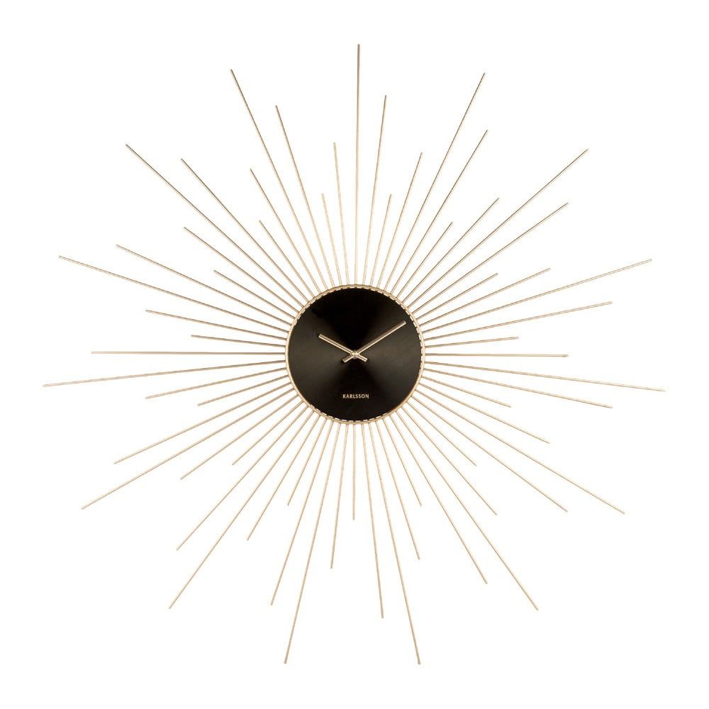 Nástenné hodiny v čierno-zlatej farbe Karlsson Peony, ø 95 cm - Bonami.sk