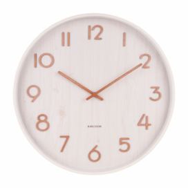 Biele nástenné hodiny z lipového dreva Karlsson Pure Medium, ø 40 cm