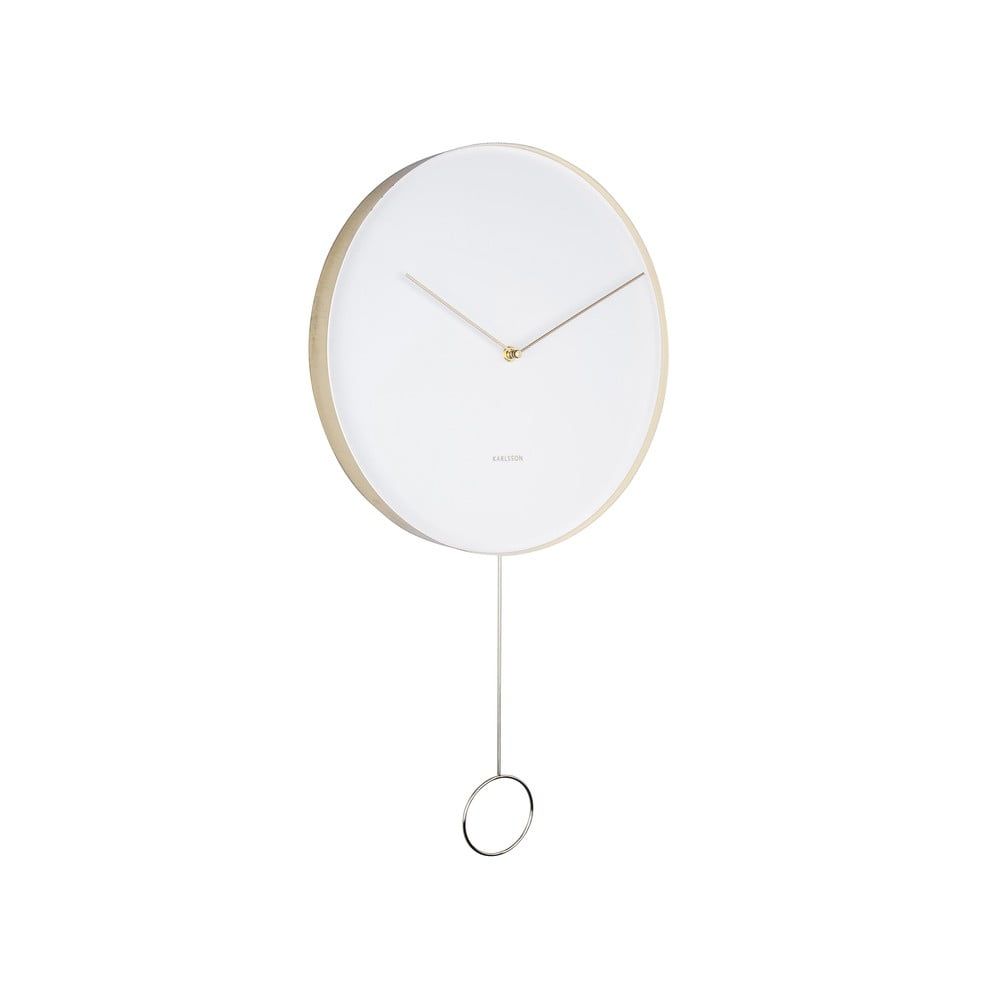 Biele nástenné kyvadlové hodiny Karlsson Pendulum, ø 34 cm - Bonami.sk