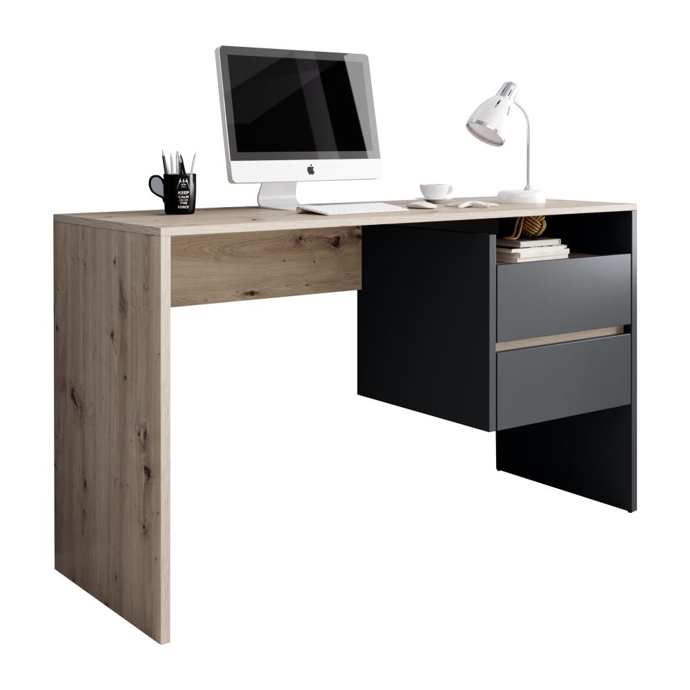 Písací stôl Tulio - dub artisan / grafit / antracit - nabbi.sk