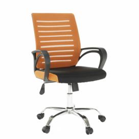 KONDELA Lizbon New kancelárska stolička oranžová / čierna
