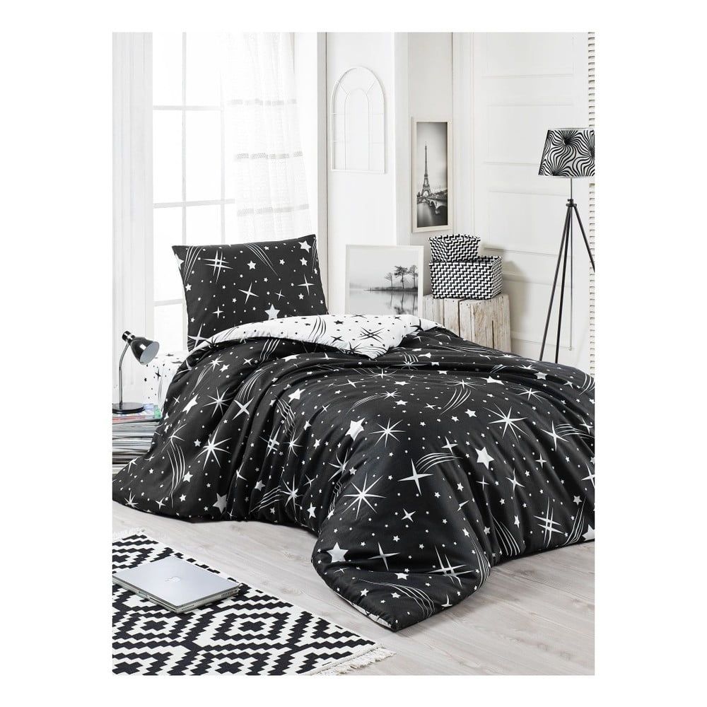 Čierne obliečky s plachtou na jednolôžko Starry Night, 160 × 220 cm - Bonami.sk