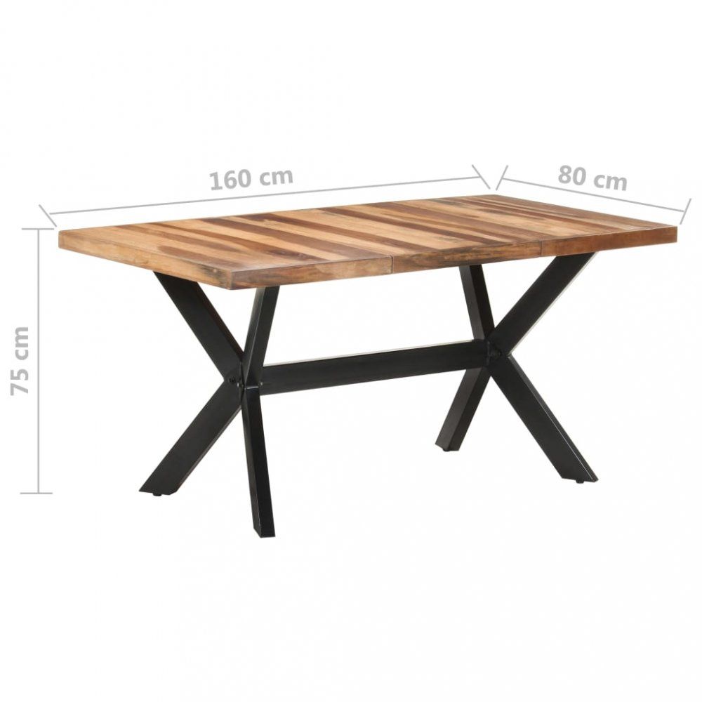 Jedálenský stôl masívne drevo / oceľ Dekorhome 160x80x75 cm - dekorhome.sk
