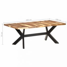 Jedálenský stôl masívne drevo / oceľ Dekorhome 200x100x75 cm
