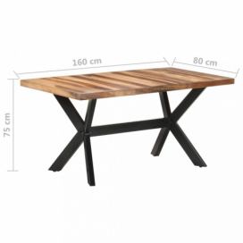 Jedálenský stôl masívne drevo / oceľ Dekorhome 160x80x75 cm