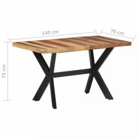 Jedálenský stôl masívne drevo / oceľ Dekorhome 140x70x75 cm