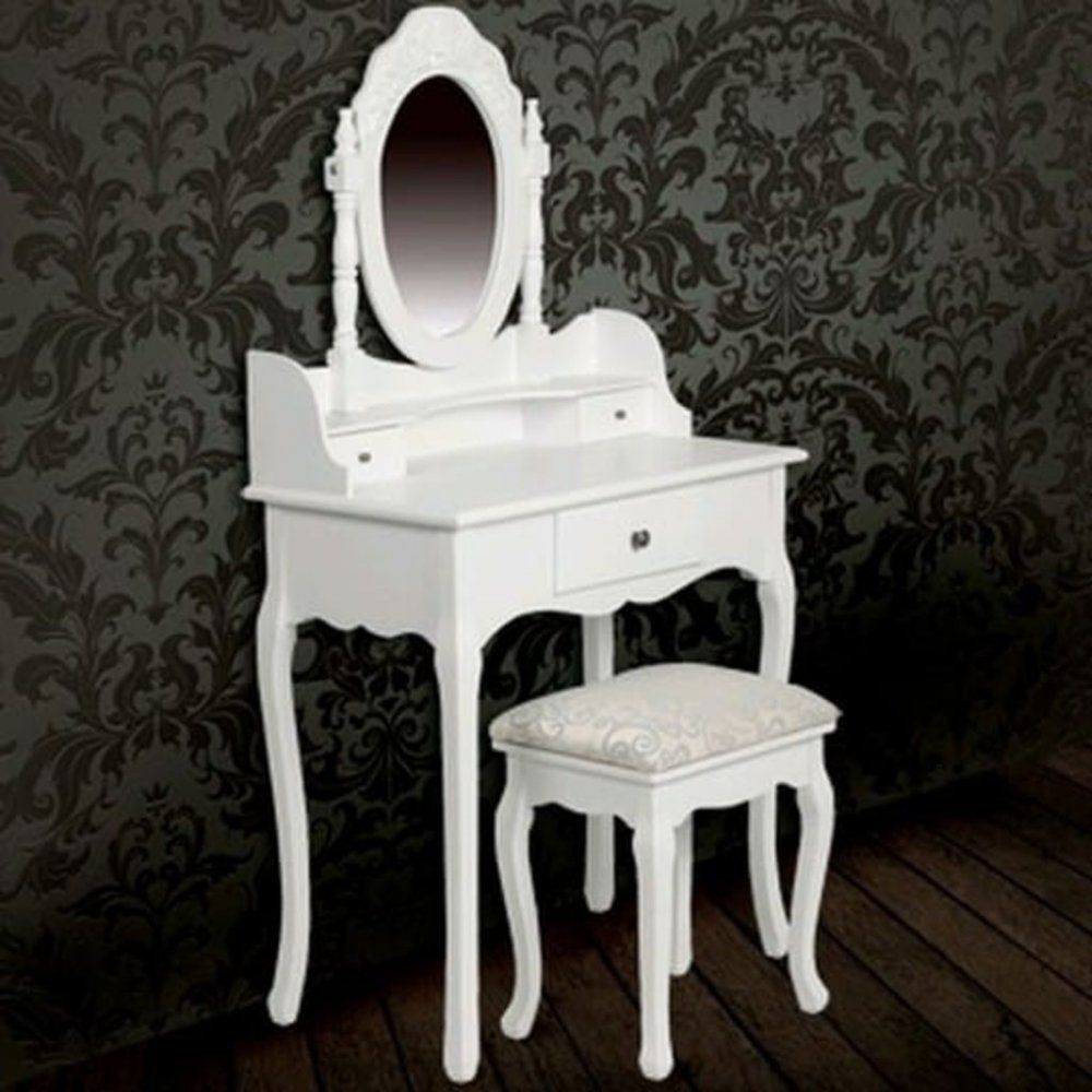 Toaletný stolík s taburetom biela Dekorhome - dekorhome.sk