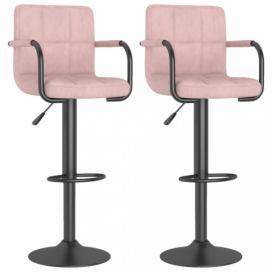 Barová stolička 2 ks zamat / kov Dekorhome Ružová