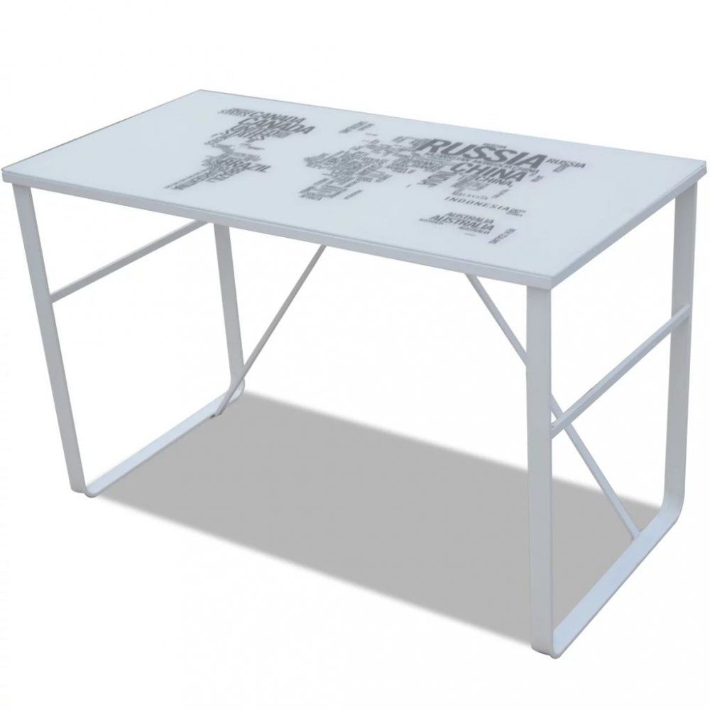 Písací stôl s potlačou kov / sklo Dekorhome Čierna / biela - dekorhome.sk
