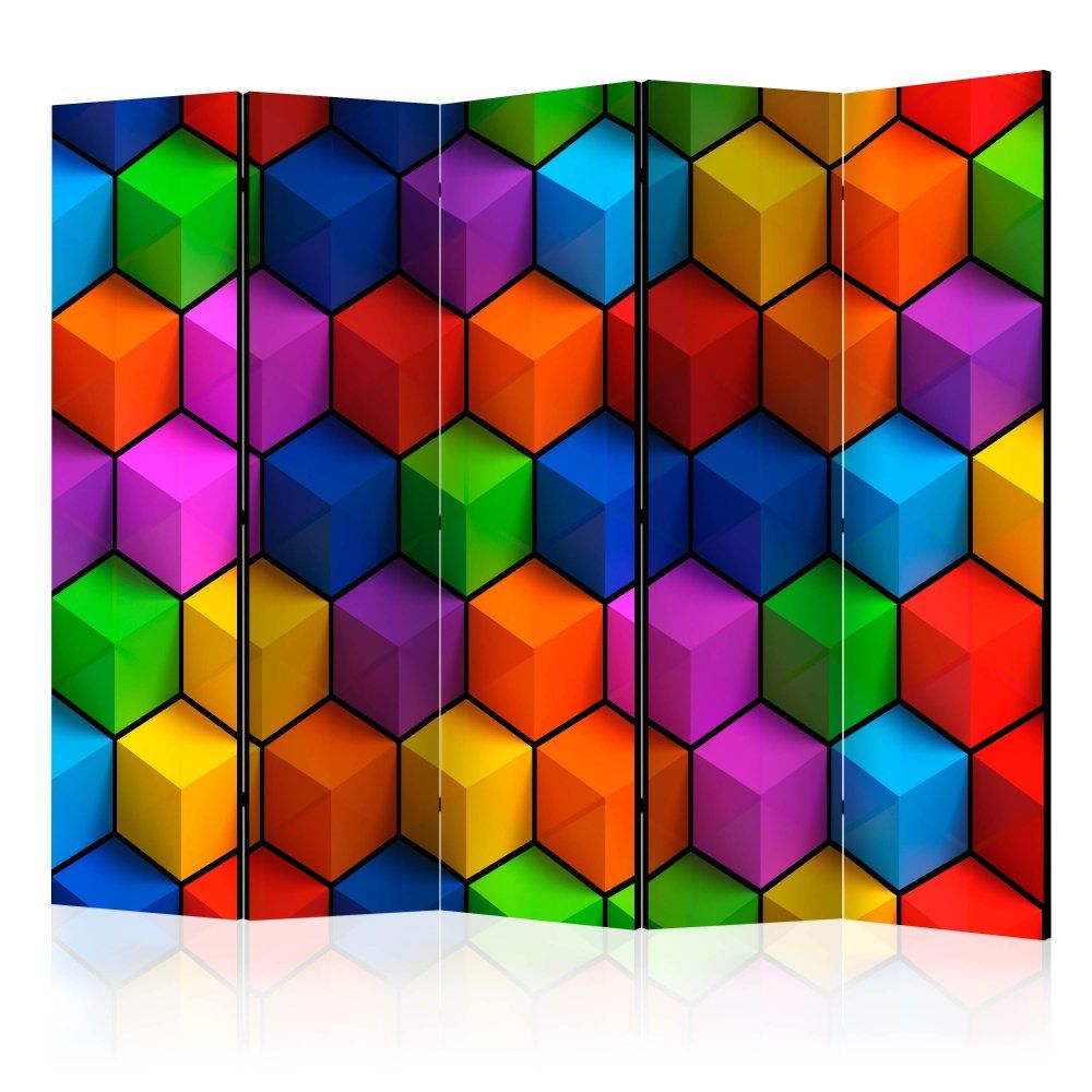 Paraván Colorful Geometric Boxes Dekorhome 225x172 cm (5-dielny) - dekorhome.sk