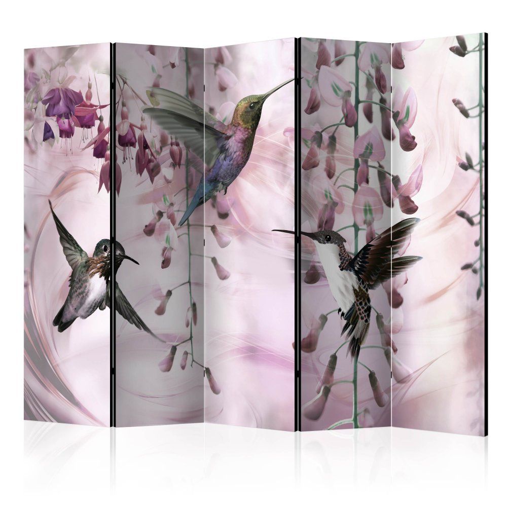Paraván Flying Hummingbirds (Pink) Dekorhome 225x172 cm (5-dielny) - dekorhome.sk
