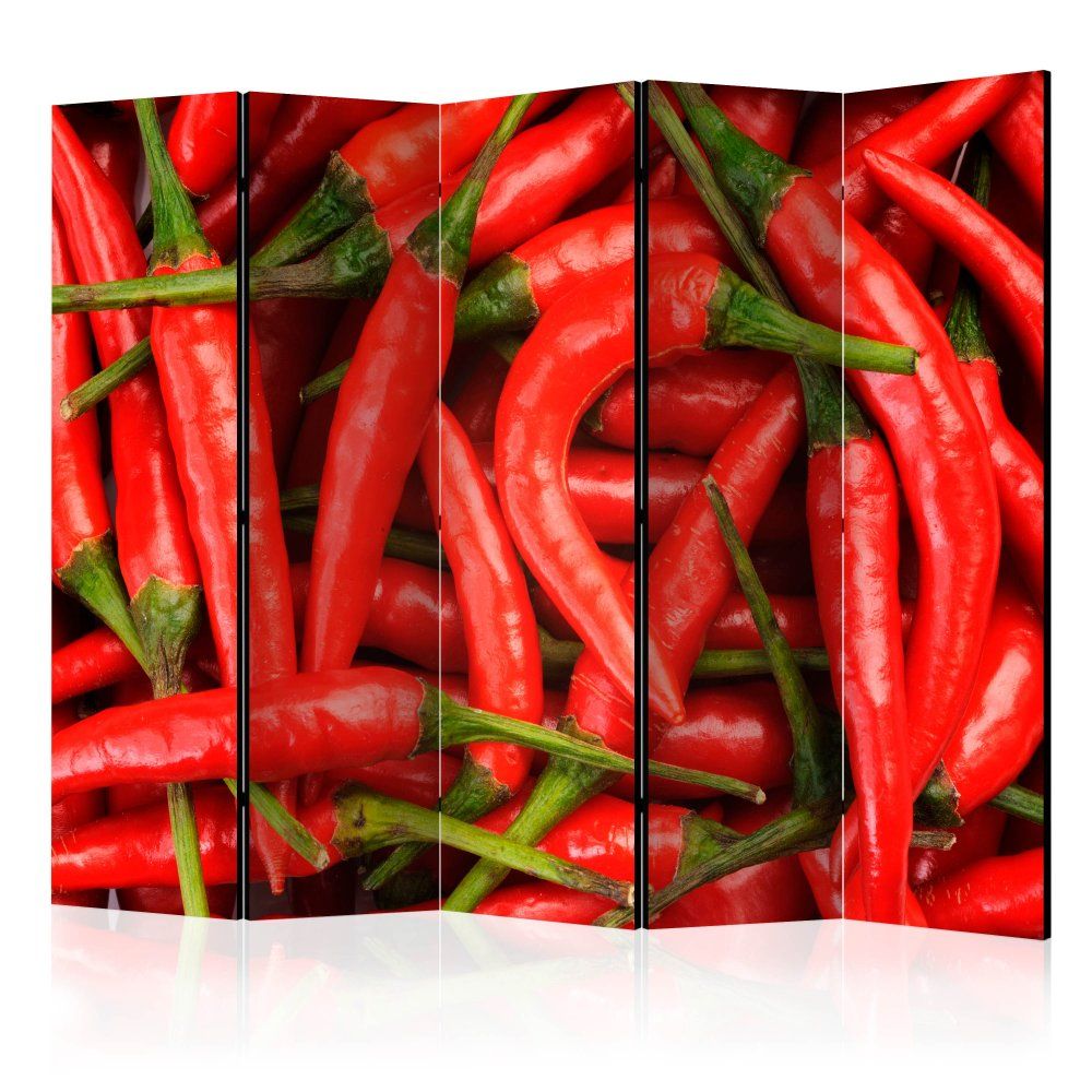 Paraván Chili pepper - background Dekorhome 225x172 cm (5-dielny) - dekorhome.sk
