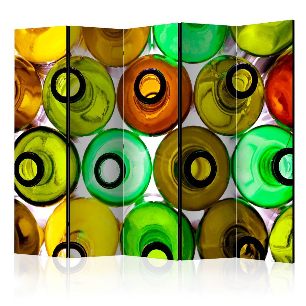 Paraván Bottles (background) Dekorhome 225x172 cm (5-dielny) - dekorhome.sk