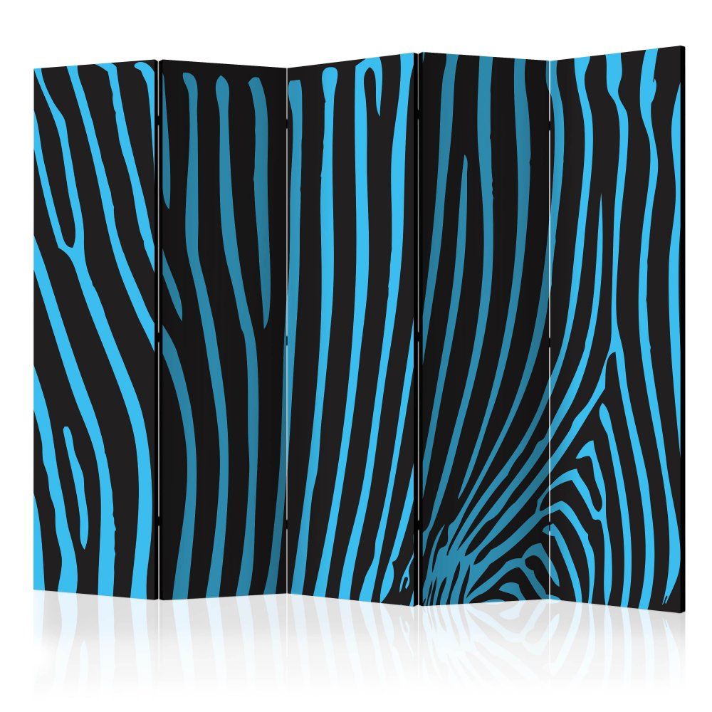 Paraván Zebra pattern (turquoise) Dekorhome 225x172 cm (5-dielny) - dekorhome.sk